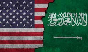 Flags,Of,United,States,And,Saudi,Arabia,Painted,On,The