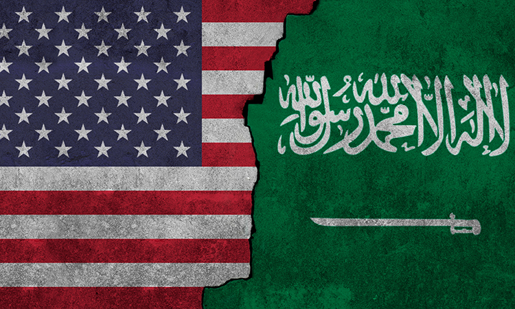 Flags,Of,United,States,And,Saudi,Arabia,Painted,On,The