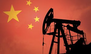 Oil,Pump,On,Background,Of,Flag,Of,China