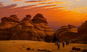 Tourists,At,Mada'in,Saleh,Archaeological,Sites,Near,Al,Ula,At