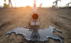 Russian,Oil,Industry,Concept.,Oil,Tube,Pipeline,With,Spilled,Oil