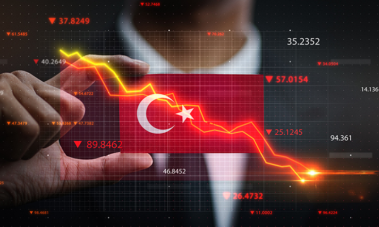 Graph,Falling,Down,In,Front,Of,Turkey,Flag.,Crisis,Concept