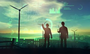 Engineers,Are,Watching,Over,The,Work,Of,Wind,Turbines,And