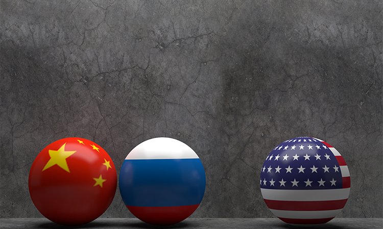 Superpower,Country,Flag,America,,China,,Russia.3d,Rendering