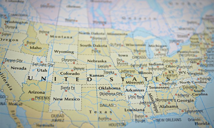 United,States,In,Close,Up,On,The,Map.,Focus,On
