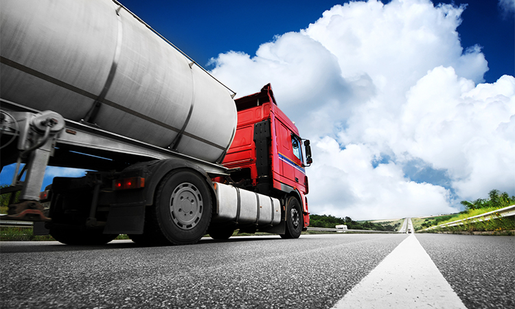 Big,Metal,Fuel,Tanker,Truck,Shipping,Fuel,Against,Blue,Sky