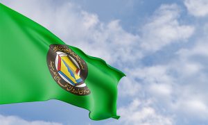 Organization,Flag,Gulf,Cooperation,Council,On,The,Background,Of,Clouds,