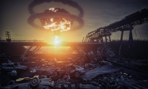 Nuclear,War,Disaster,Landscape.,3d,Concept,Illustration