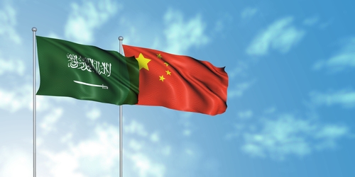 Saudi,Arabia,(ksa),Flag,With,China,Flag,,3d,Rendering,With