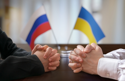 Negotiation,Between,Ruassia,And,Ukraine.,Diplomacy,Concept.