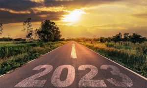 Empty,Asphalt,Road,And,New,Year,2023,Concept.,Driving,On