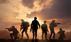 Six,Military,Silhouettes,On,Sunset,Sky,Background