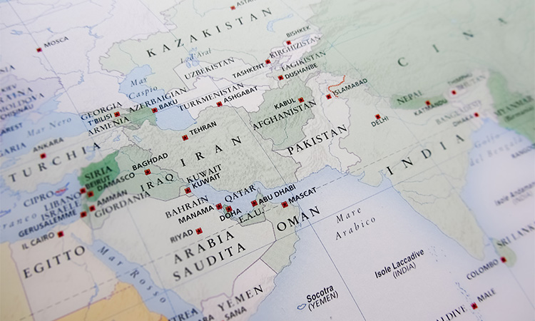 Middle,East,Map,(geographical,View,Altered,On,Colors/perspective,And,Focus