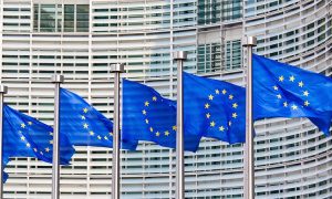 European,Flags,In,Front,Of,The,European,Commission,Headquarters,Building