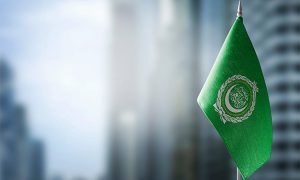 A,Small,Flag,Of,Arab,League,On,The,Background,Of