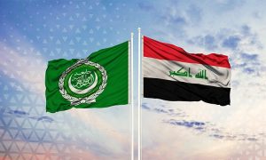 Arab,League,And,Iraq,Flag,Waving,In,The,Wind,Against