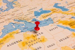 A,Red,Pin,On,Libya,Of,The,World,Map