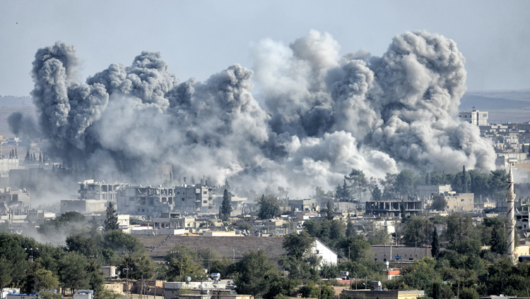 An,Explosion,After,An,Apparent,Us-led,Coalition,Airstrike,On,Kobane,