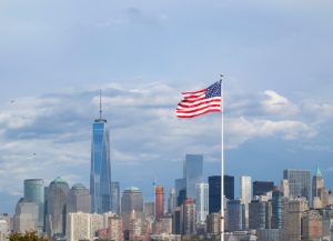 United,State,Of,America,Flag,And,Shallow,Depth-of-field,Of,New