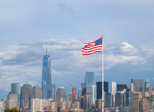 United,State,Of,America,Flag,And,Shallow,Depth-of-field,Of,New