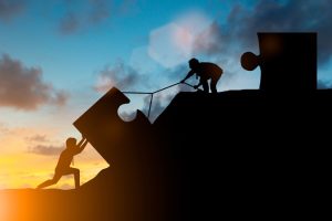 Silhouette,Team,Business,Helps,To,Systematically,Patience,Hard,Work,And