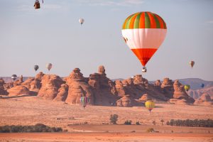 Hot,Air,Balloon,Festival,Over,Mada'in,Saleh,(hegra),Ancient,Site,