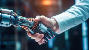Cyber communication and robotic concepts. Robot and Engineerer h