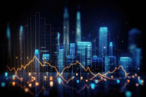 AI Generative,Interest rate and dividend concept. Businessman wi