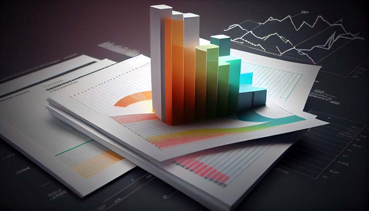 Business report. Graphs and charts. Business reports concept Ai
