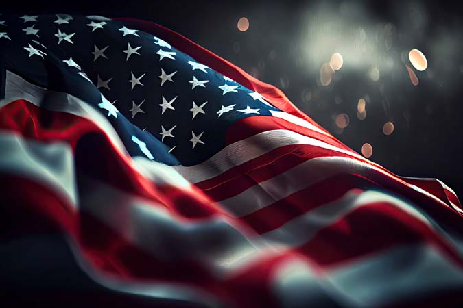 united states of america Flag, usa flag, bokeh background