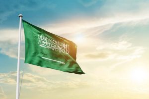 Saudi,Arabia,National,Flag,Waving,In,Beautiful,Clouds.