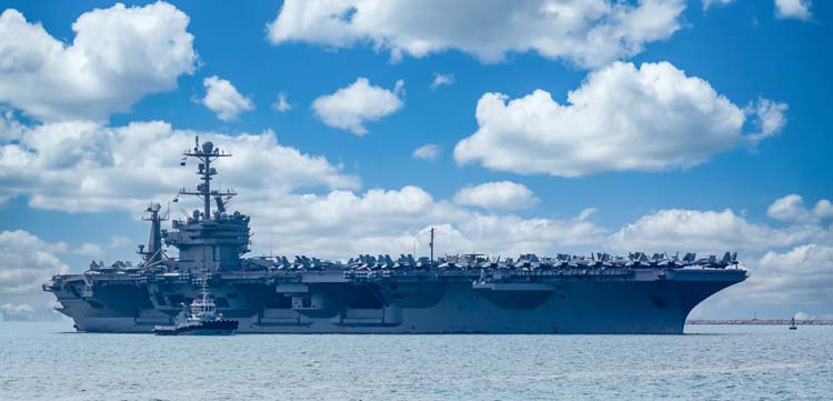 Aircraft carrier crossing the ocean, US Navy Nuclear Aircraft ca