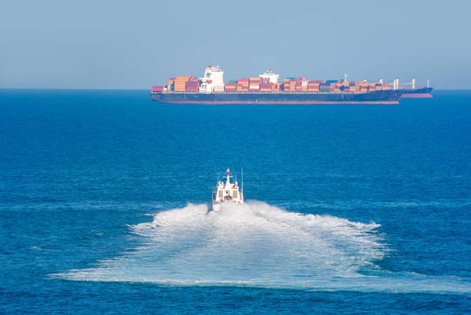 Coast Guard patrol boat rushing to the rescue