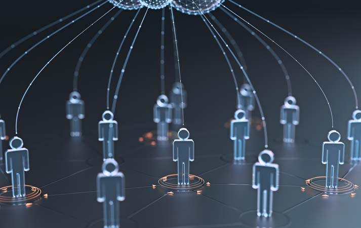 People of the world interconnected through the shared computer p