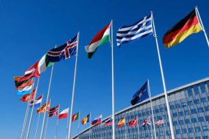 The,National,Flags,Of,Countries,Member,Of,The,Nato,Fly