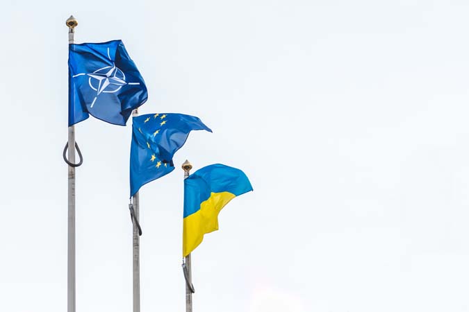 Flag of NATO, European Union and Ukraine