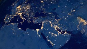 Earth,Photo,At,Night,,City,Lights,Of,Europe,,Middle,East,