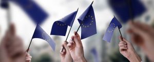 A,Group,Of,People,Holding,Small,Flags,Of,The,European