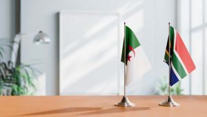 Flags,Of,Algeria,And,South,Africa,On,Table