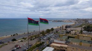 Tripoli,,Libya,-,February,14,,2021:,Libyan,Flags,Flying,Over