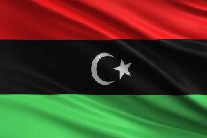 National,Flag,Libya,,Waving,Flag,Of,Libya,Silk,Fabric.,Libya