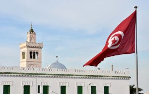 Tunisian,Flag,Flying,In,Kasbah,Monument,Square,,Tunis