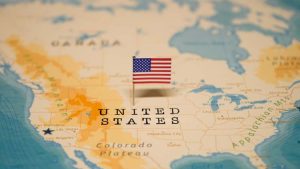 The,Map,And,Flag,Of,United,States.