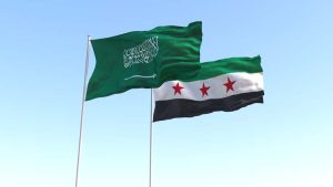 3d,Illustration,Of,Syria,And,Saudi,Arabia,Flags,Waving