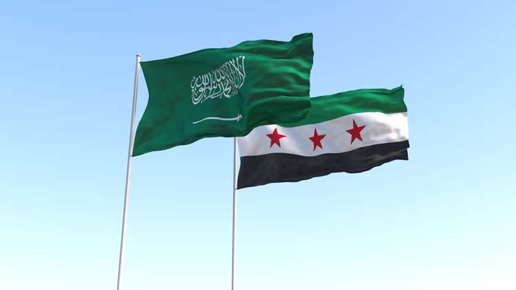 3d,Illustration,Of,Syria,And,Saudi,Arabia,Flags,Waving