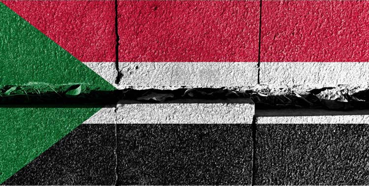Double,Exposure,Of,Sudan,Flag.,Symbols,Depicting,The,Civil,War.