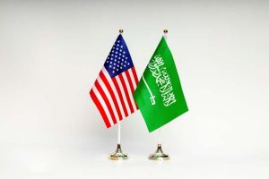 State,Flags,Of,The,Usa,And,Saudi,Arabia,On,A