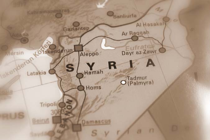 Syria,,Syrian,Arab,Republic,-,Conflict,Map,(sepia,Selective,Focus)