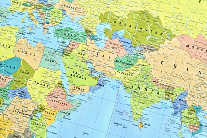 Bangkok,,Thailand,-,August,03,,2023:,Political,Map,Of,Middle
