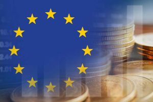 European,Union,Eu,Flag,With,Stock,Market,Finance,,Economy,Trend